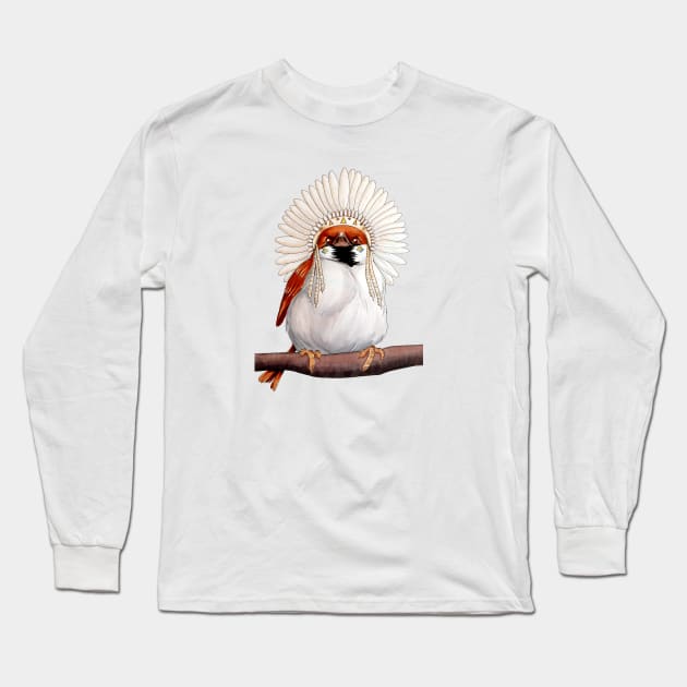 Native American Sparrow Bird Long Sleeve T-Shirt by jessicaguarnido